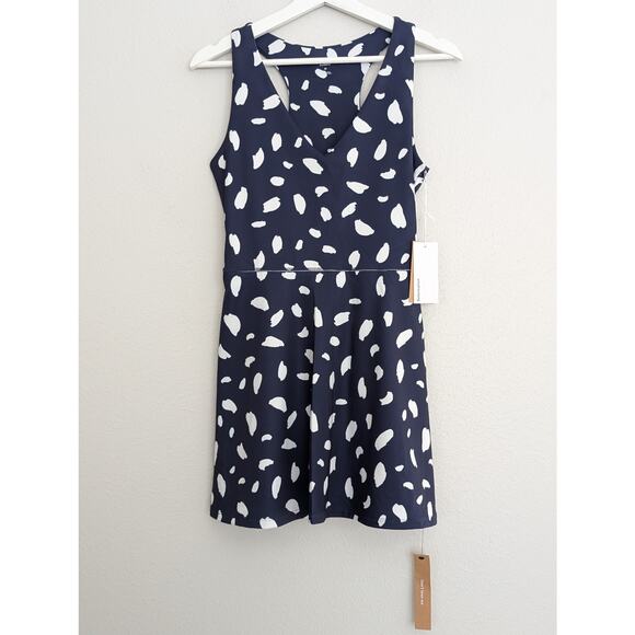 NWT Reformation EcoMove Bella Active Dress Sz Medium Blue & White Mini Dress - Picture 3 of 7